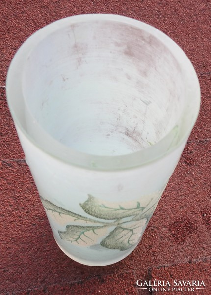 Antique Biedermeier cylinder-shaped thick-walled glass vase - vase