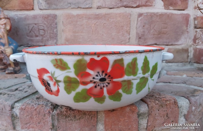 Lampart beautiful pattern enamel flower bowl peasant bowl nostalgia piece, peasant decoration 009