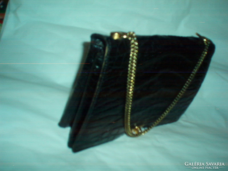 Vintage black crocodile leather shoulder bag, handbag