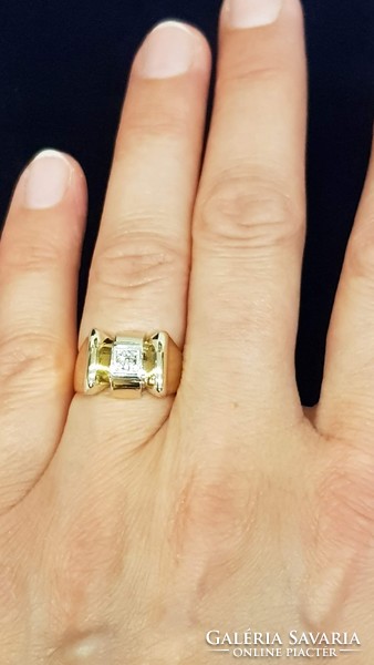 Nagyon szép, régi, mutatós gyémánt, brill 14 K arany gyűrű