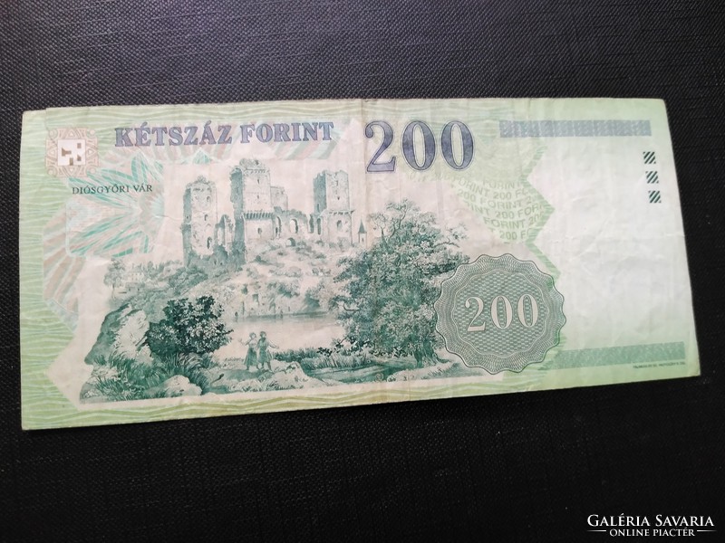 Legritkább Papír 200 Forint 2007 FD betűjel, alacsonyabb sorszám, beszakadás