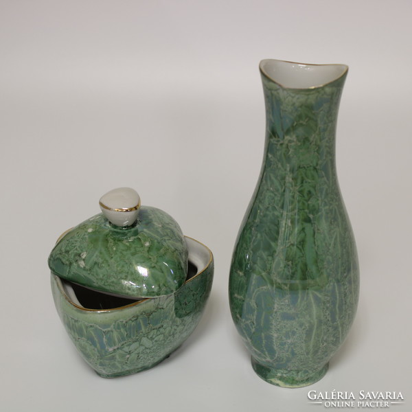Porcelain vase and jewelry box set, vase and talisman box