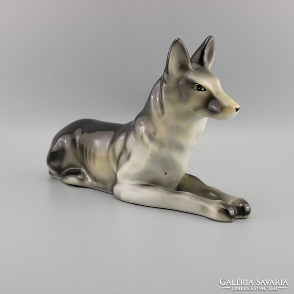 Dog porcelain figurine, vintage sculpture.