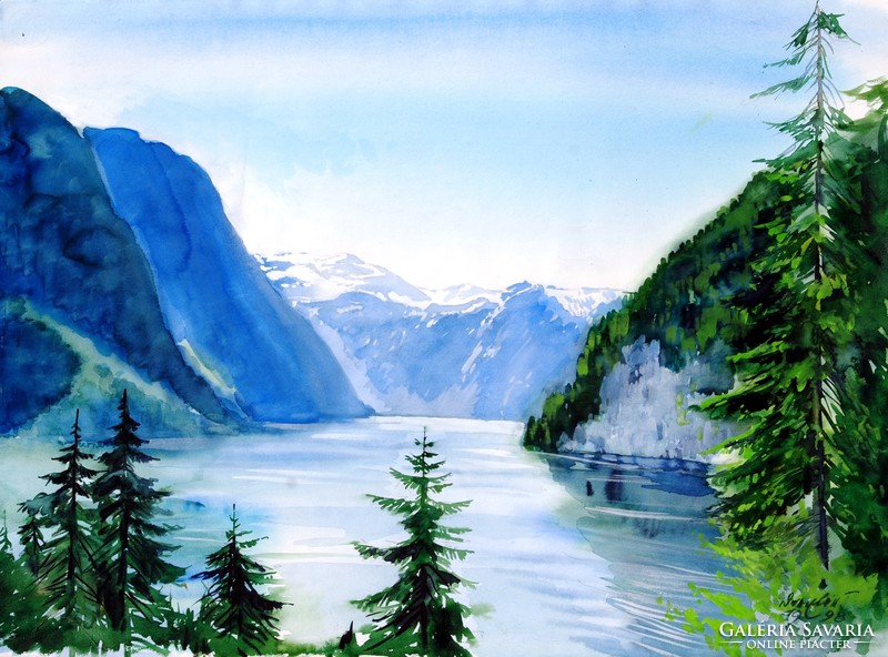 Sea eye in the mountains, 1998 - large watercolor