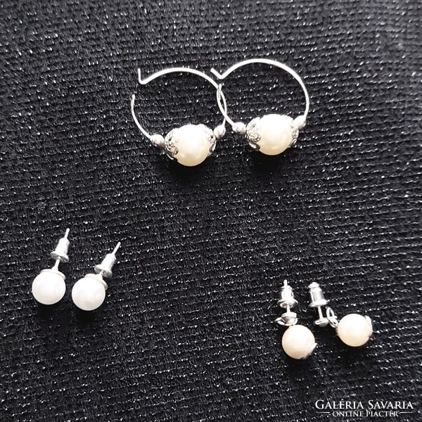 Beautiful old anti-allergenic stud and other clasp earrings decorated with silver-plated beads