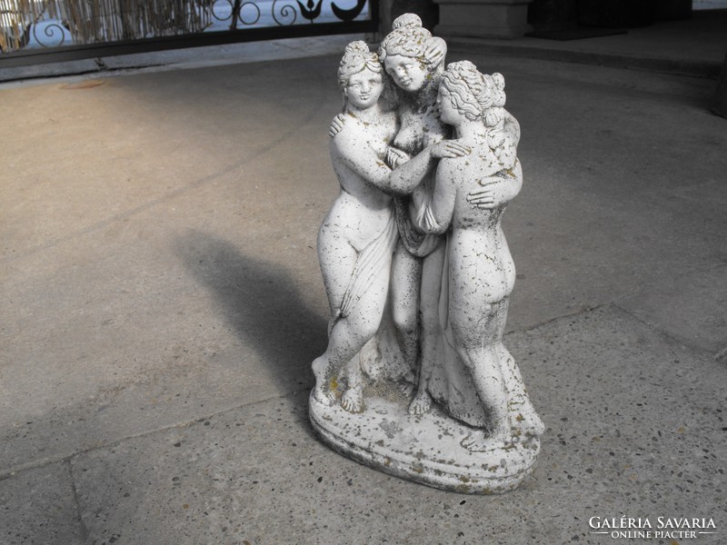 Rare antique three graces female nude castle garden artificial stone solid artistic sculpture