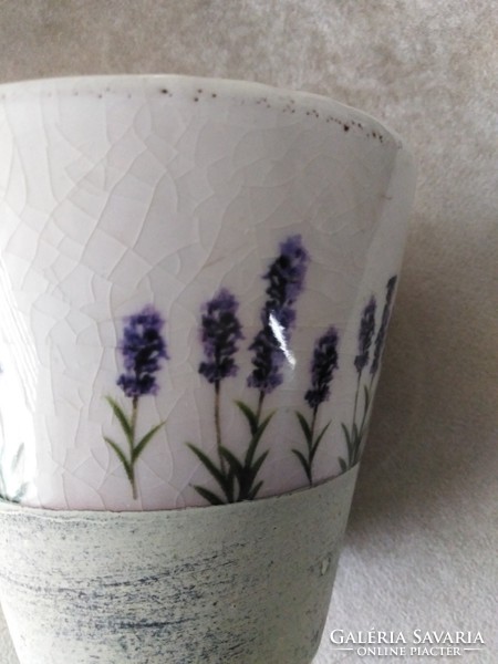 Lavender glazed ceramic pot