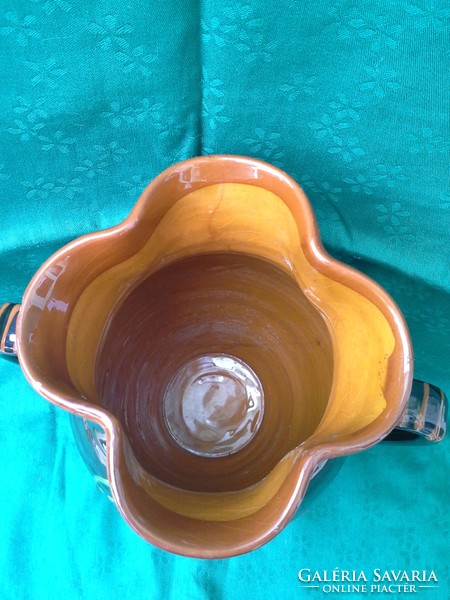 Very nice, old, corundum (?), fluted edge, two-handled, large-sized jug, stem. Cheaper!