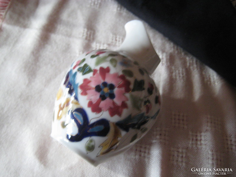 Marked porcelain vase, with nice decor, with small defects, 8 x 12 cm