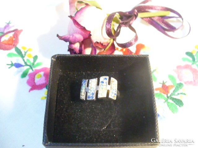 Beautiful silver ring with blue stones