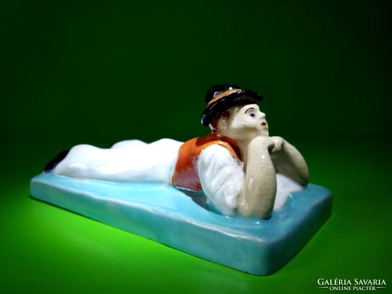 Now it's worth taking!!! A very old marked szilardy ceramic figure of a reclining shepherd
