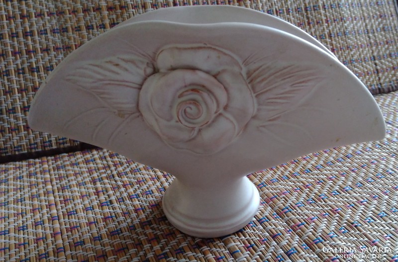 Retro rózsás kerámia szalvéta tartó  + apró kerámia váza