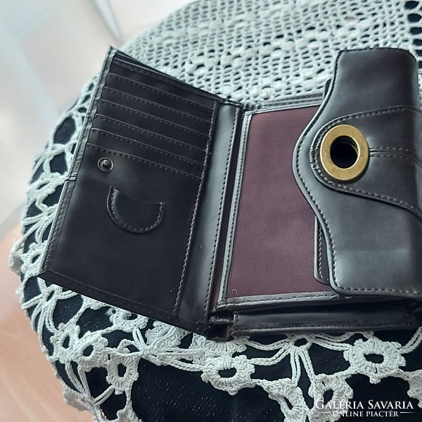New women's dark brown wallet, vintage style, 17 cm x 10 cm x 3 cm