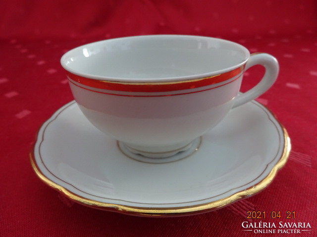 Mz Czechoslovakian porcelain antique coffee cup + placemat. He has!