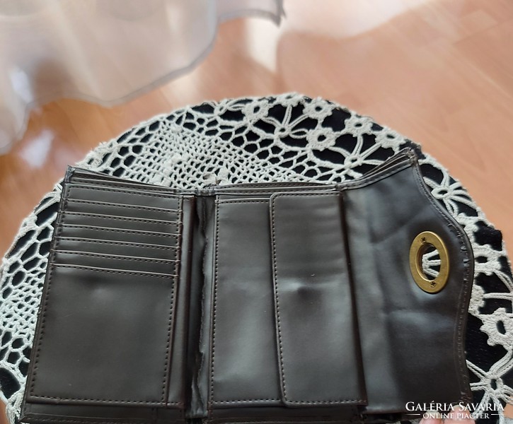 Új női sötétbarna pénztárca, vintage stílusban, 17 cm x 10 cm x 3 cm