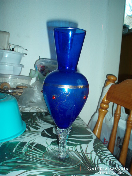 Antik kék üvegváza