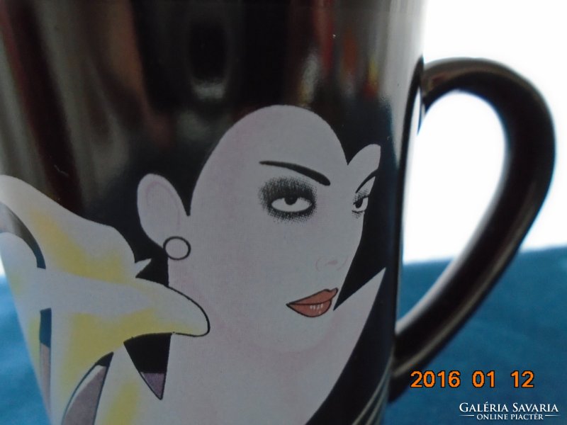 Art deco mug with a portrait of a stylish lady