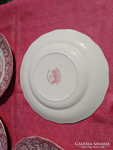 Antik angol jelenetes porcelán süteményes tányér