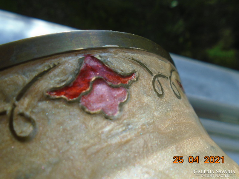 Rekeszzománc kézzel készült virágmintákkal tömör réz/bronz jeges vödör csirkeláb fogóval