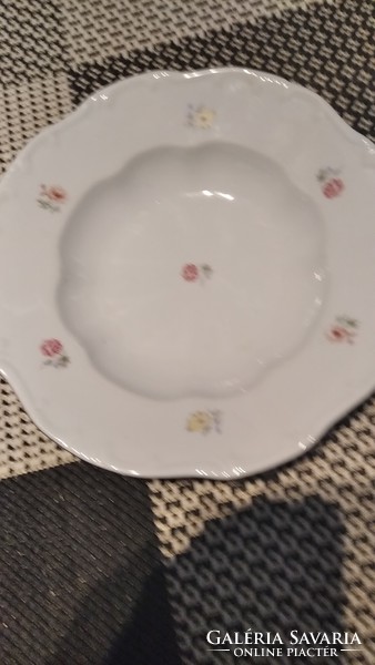 Zsolnay  mély tányér kis virágos sérült