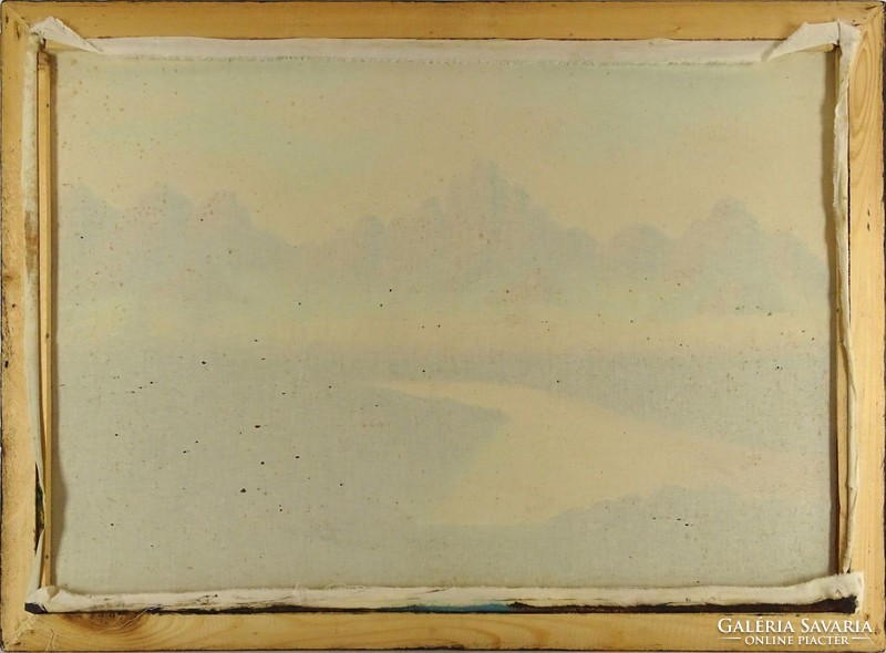 1D941 XX. századi festő : Vízparti táj naplementében