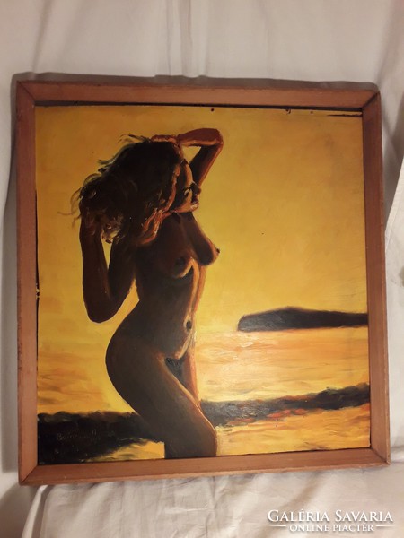 Barcsay Ferenc Akt a naplementében olaj farost festmény
