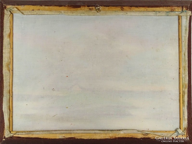 1D940 XX. századi festő : Vízparti tavaszi táj házikóval
