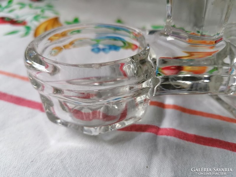 Old thick glass spicy (salt, pepper holder)