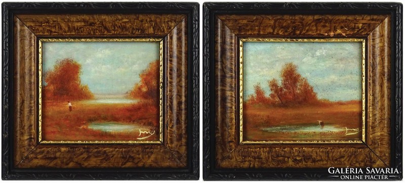 1D997 XX. századi festő : Miniatűr tájkép pár