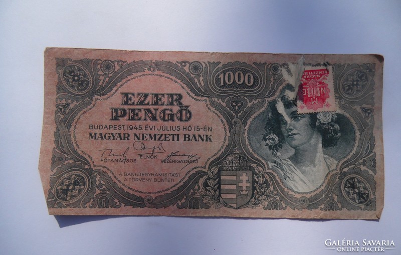 1000 pengő 1945 – bélyeges