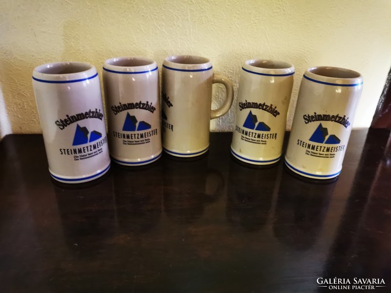4 German ceramic beer mugs