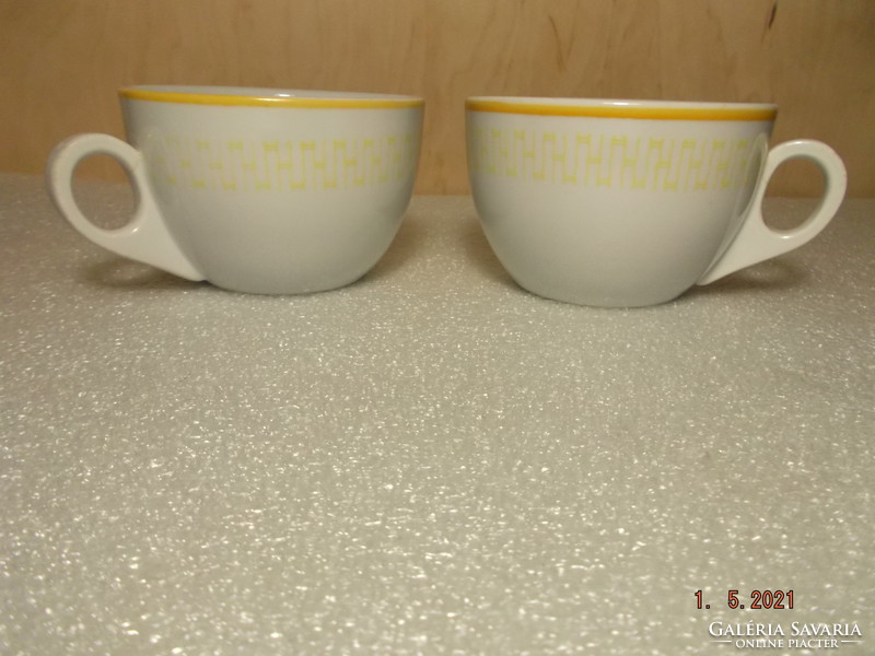 Pair of old Zsolnay yellow patterned mugs ---3---