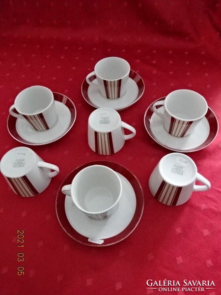 Italian porcelain - domestic castello -, burgundy striped teacup + placemat. He has!