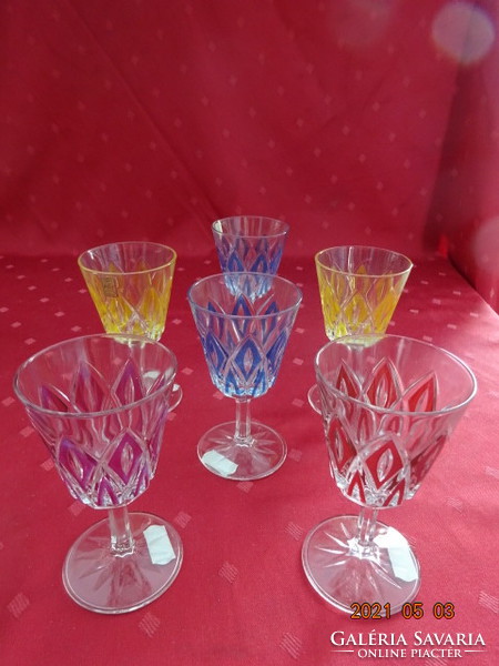 French crystal colored glass, six pieces of red wine. Vmc reim. He has!
