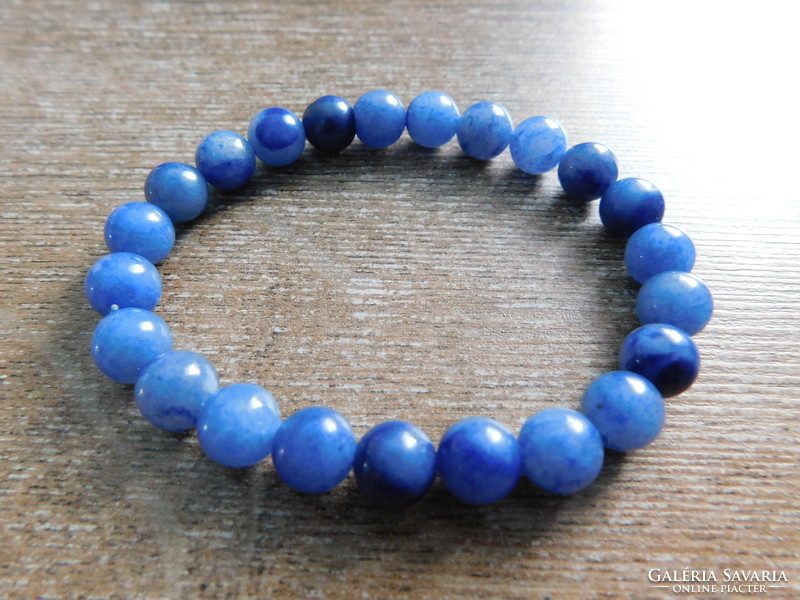 Blue quartz 8mm ball bracelet