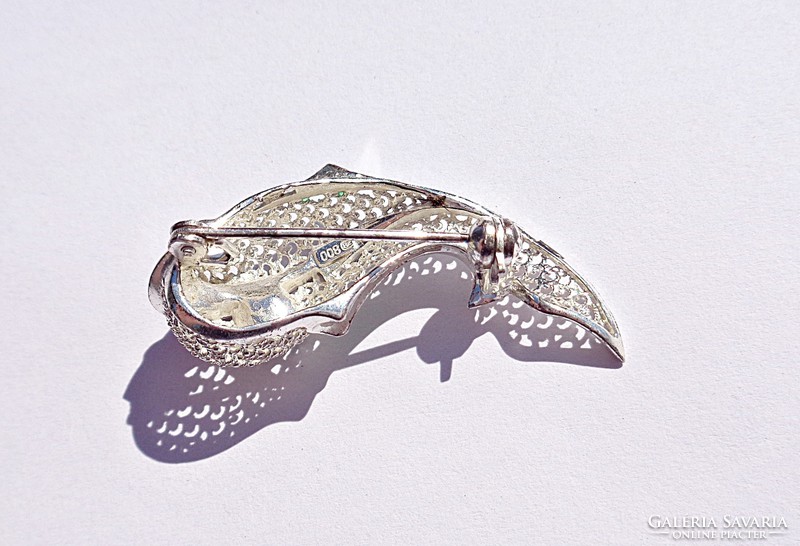 Chinese filigree 800 color colorful fish brooch