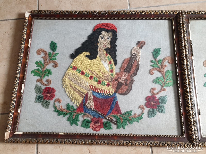 Tapestry gypsy girl and gypsy boy picture pair for sale Tapestry picture pair for sale!