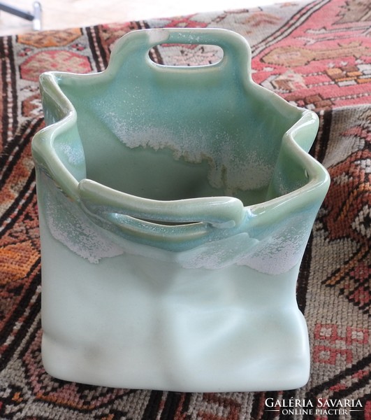 Ceramic bag ornament - bag-shaped vase