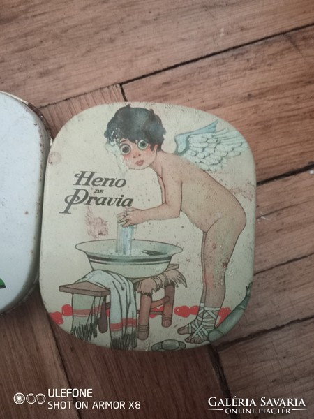 Kicsi spanyol Heno De Pravia pléh dobozos szappan gyűjtemény Miró és Rivas designnal az 1970-es évek