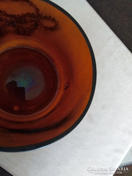 Öreg befőttes üveg, borostyán színben