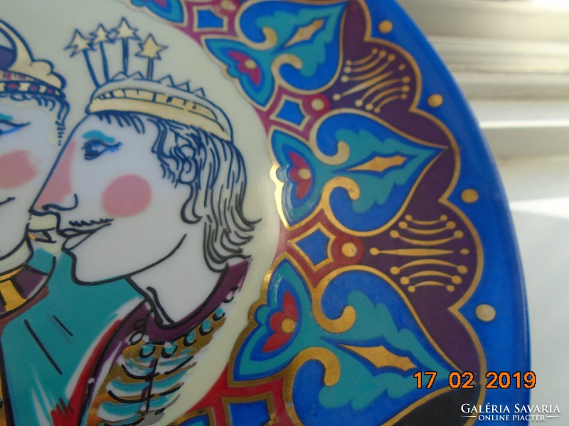 Signed, dated, modern version of the 3 kings of Christmas, made to unique order, decorative plate