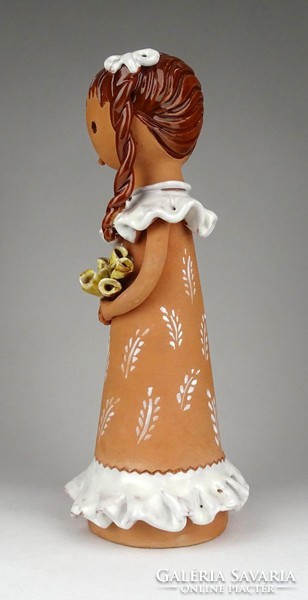 1E192 Jelzett copfos lány kerámia figura 27.5 cm