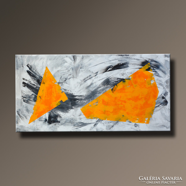 Vörös Edit : Orange Gray Abstract 120x60cm