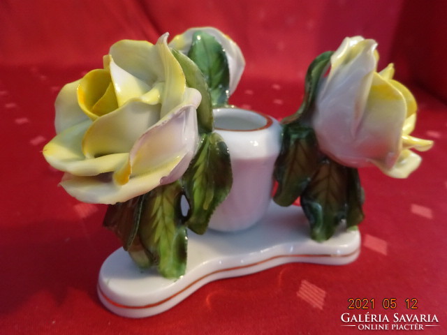 Herend porcelain, yellow rose candle holder, height 8 cm. He has!