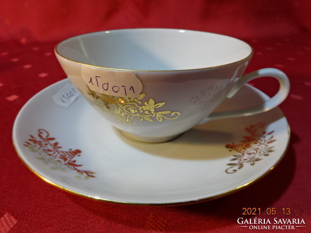 Bohemia Czechoslovak porcelain, antique teacup + placemat. He has!