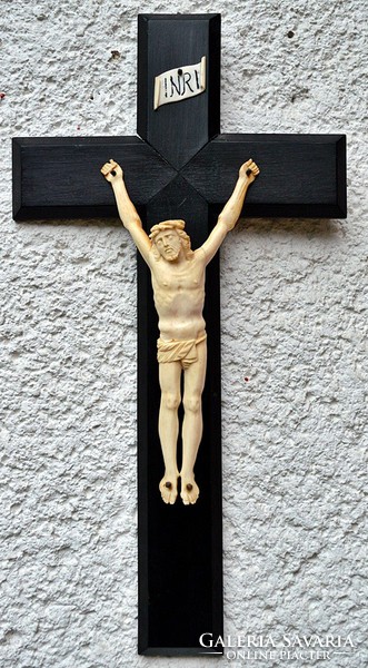 Ib. 60. Antique, bone Jesus Christ (20 cm huge dimensions!) 40 cm crucifix, imposing