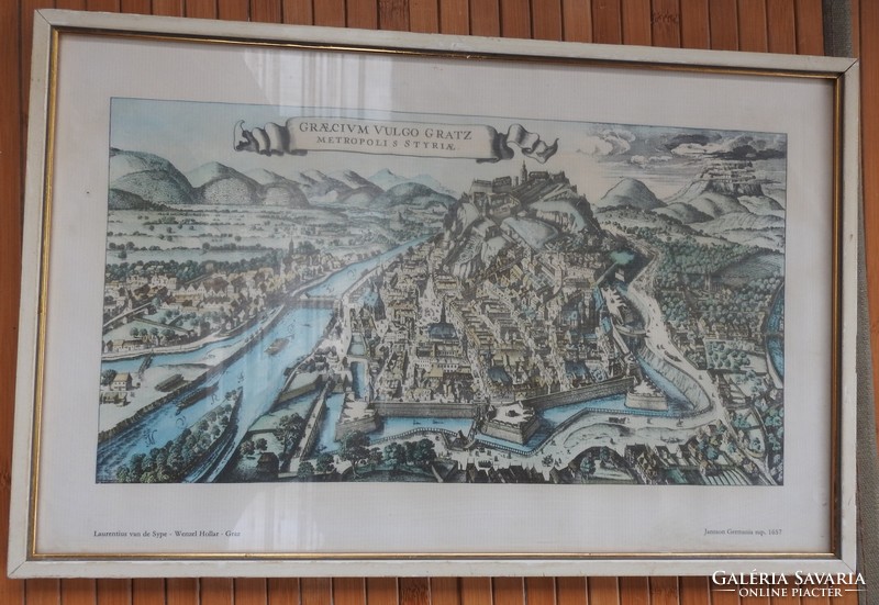 Antique map mural _ graecivm vulgo gratz _ topographia suevine gregentz