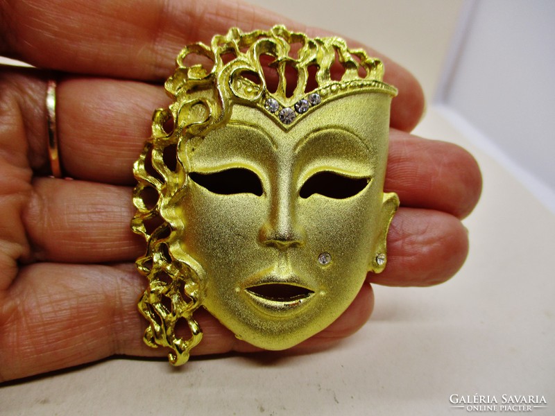 Gyönyörű antik art deco karneváli álarc bross