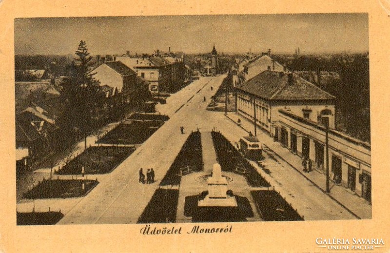 *C" - 057 Futott magyarországi képeslapok  Monor - látkép  (eredeti 60 filléres)