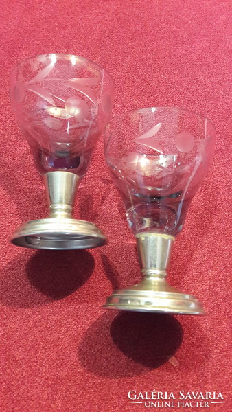 2 glasses with metal bases